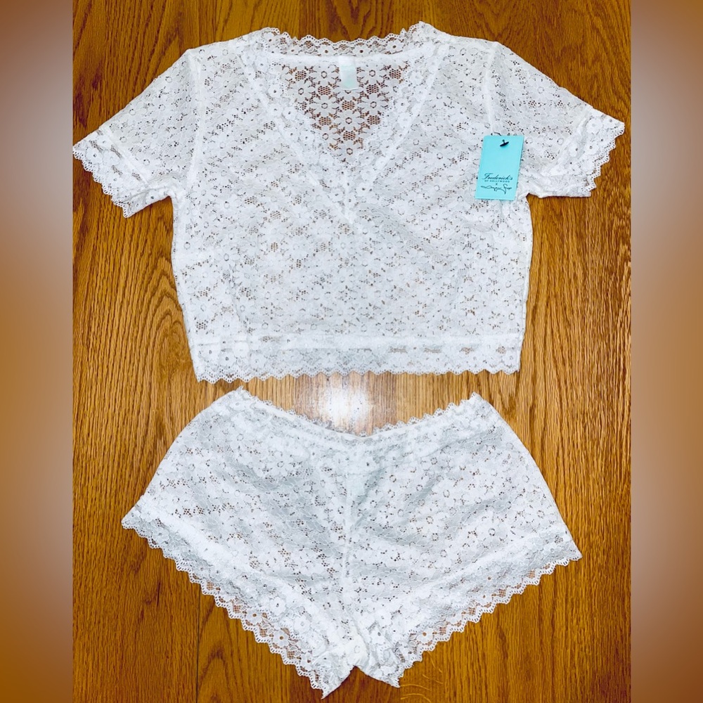Frederick’s Of Hollywood Lingerie Set White Lace New Small